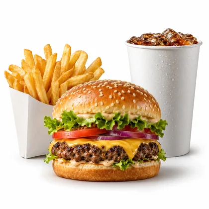 Combo Doble Bocado con hamburguesa, papas y bebida